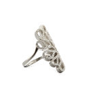 Sea Leaf 18k White Gold & Diamond Open Ring, Size 6