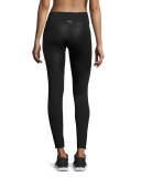 Paneled Barre Sport Leggings, Black Python