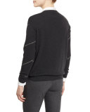 Monili-Stripe Drop-Shoulder Sweater, Onyx