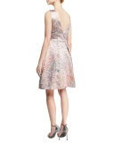 Spring Blossom Jacquard Fit-&-Flare Dress, Light Pink