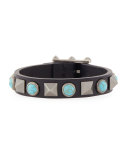 Rockstud Rolling Cabochon Leather Bracelet