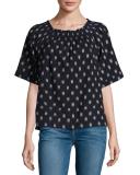 The Smock Dotted Ikat Tee, Blue