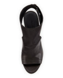 Addie Open-Toe Buckle-Back Bootie, Black