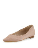 Srila Scalloped Pointed-Toe Flat, Nude