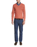 Straight-Leg Denim Jeans, Medium Blue