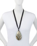 Faceted Mother-of-Pearl Pendant Necklace, Black