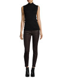 The Ankle Skinny Coated Jeans, Plum