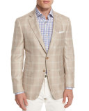 Gregory Windowpane Two-Button Sport Coat, Tan