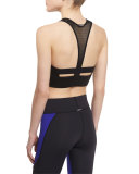 Molten Mesh-Insert Sleeveless Sport Tee, Black