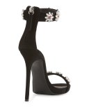 Coline Floral-Crystal 110mm Sandal, Black