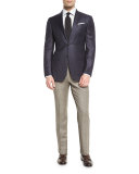 Check Two-Button Sport Coat, Navy/Camel