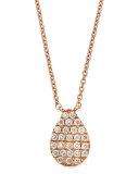 Rose Gold White Diamond Teardrop Necklace