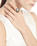 North-South Mother-of-Pearl Ring with Pink Crystal Quartz Over Sapphire & Tourmaline