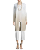 Sequin-Embellished Ombre Long Cardigan, Soy/Multi