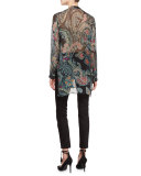 Paisley Chiffon Long Blouse, Teal