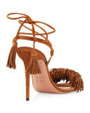 Wild Thing Suede 105mm Sandal, Cognac