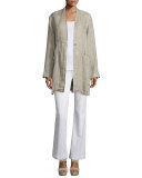 Organic Linen One-Button Coat, Natural 