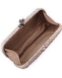 Woven Snakeskin Ayers Knot Clutch Bag, Pink