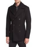 Mercer Double-Breasted Pea Coat, Black