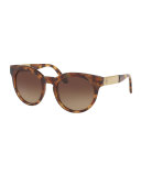 Rounded Square Gradient Sunglasses, Vintage Tortoise