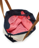 Aralia Hand-Embroidered Canvas Beach Tote Bag, Multicolor