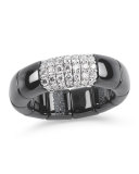 Black Ceramic & 18K White Gold Ring with Diamonds, 0.38tdcw