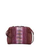 Intrecciato Small Embroidered Crossbody Bag, Bordeaux/Pink/Black