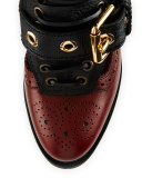 Westmarsh Leather & Snakeskin Cutout Ankle Boot, Burgundy Red