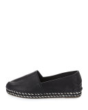 Noa Leather Espadrille Flat, Black