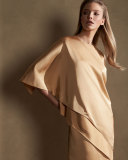 Kayla Draped One-Shoulder Dress, Sand