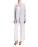 Fine Linen Grid Cardigan 
