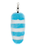Goody Gumdrops Striped Fox Fur Handbag Charm, Blue/White
