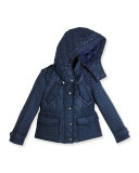 Nealsbrooke Hooded Quilted Jacket, Ink Blue, Size 4-14