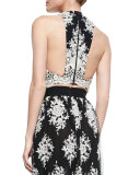 Tru Embroidered Sleeveless Crop Top 