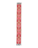 Edna Floral Silk Tassel Scarf, Pink