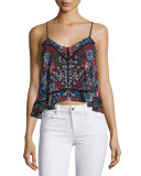 Floral-Print V-Neck Camisole, Border Floral