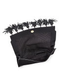 Sofia Tassel Leather Clutch Bag, Black