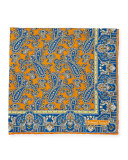 Paisley-Print Silk Pocket Square, Purple