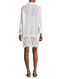 Georgette Coverup Dress w/French Lace Hem