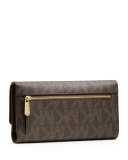 Jet Set Logo Checkbook Wallet, Brown