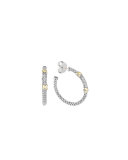 Sterling Silver & 18k Gold Diamond Caviar Hoop Earrings