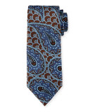 Retro Paisley Woven Silk Tie, Blue