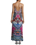 Embellished Silk V-Neck Layered Maxi Dress, From Kaili with Love