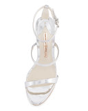Rosalind Crystal-Heel Leather Sandal, Silver