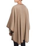 Leather-Trim Cashmere Cape