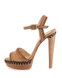 Trepi Leather 140mm Red Sole Sandal, Cognac