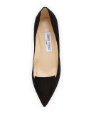 Allure Suede Kitten-Heel Pump, Black