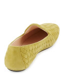 Intrecciato Suede Smoking Slipper, Gold