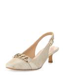 Selina Chain-Link Slingback Pump, Light Camel