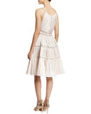 Sleeveless Open-Stitch Seamed Dress, Porcelain